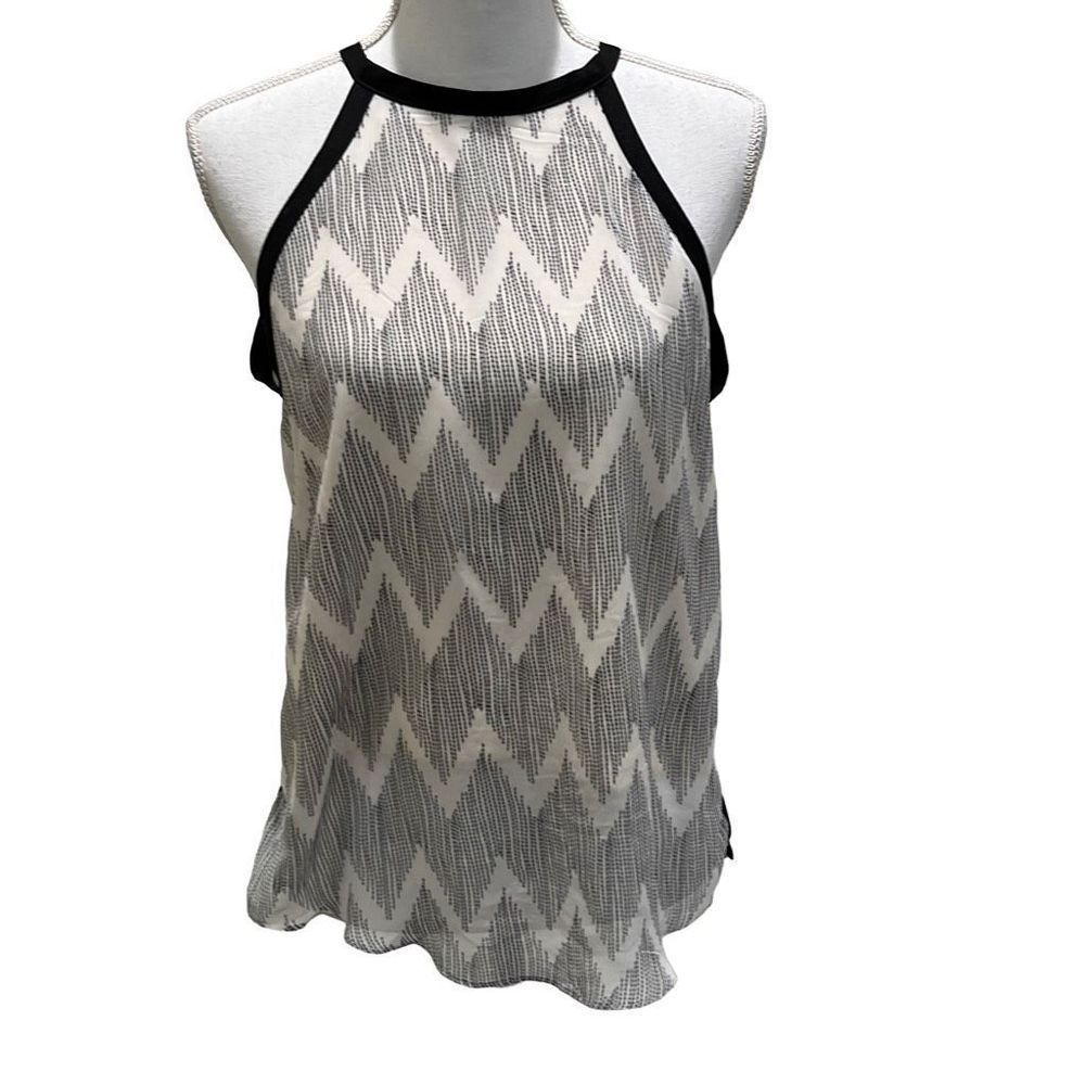 BISHOP + YOUNG halter top medium black white blouse